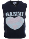 Logo Heart Gilet Vest Navy - GANNI - BALAAN 3