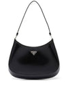 Triangular Logo Cleo Brushed Leather Shoulder Bag Black - PRADA - BALAAN 2