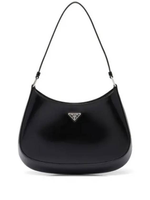 Triangular Logo Cleo Brushed Leather Shoulder Bag Black - PRADA - BALAAN 2