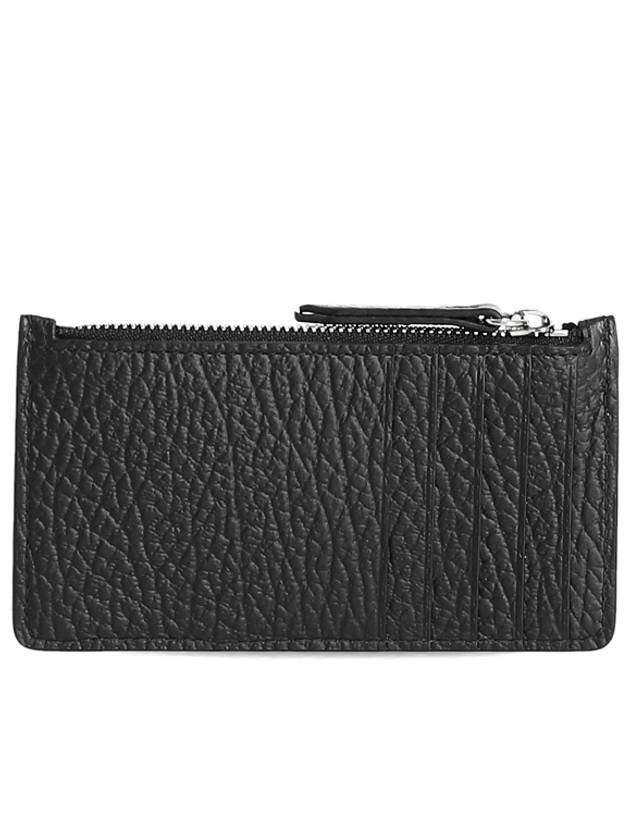 Pebble Leather Stitch Logo Zipper Card Wallet Black - MAISON MARGIELA - BALAAN 4