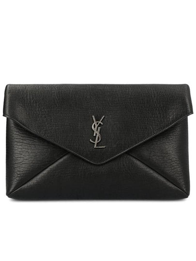 Cassandre Embellished Leather Clutch Bag Black - SAINT LAURENT - BALAAN 2