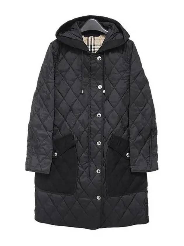 Diamond Quilted Hooded Single Coat Black - BURBERRY - BALAAN 2