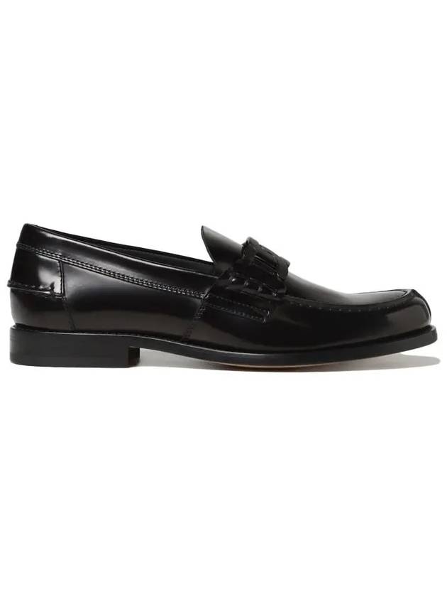 Men's Leather Metal Chain Loafers Black - TOD'S - BALAAN 3