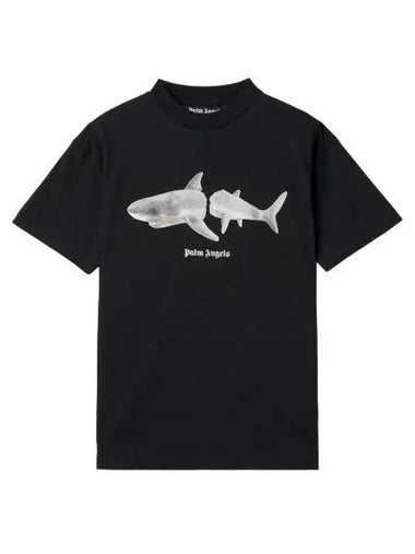 Shark Classic Short Sleeve T Shirt Black White - PALM ANGELS - BALAAN 1