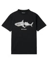 Shark Classic Short Sleeve T-Shirt Black - PALM ANGELS - BALAAN 2