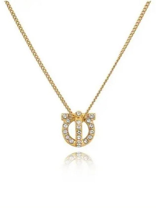 Gancini 3D Crystal Necklace Gold - SALVATORE FERRAGAMO - BALAAN 2