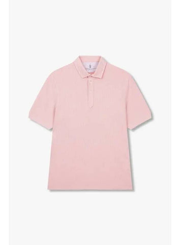 Men s Silk Cotton Pique Polo Shirt Pink - BRUNELLO CUCINELLI - BALAAN 1