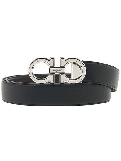 Reversible Gancini Leather Belt Black - SALVATORE FERRAGAMO - BALAAN 2