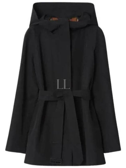 Technical Cotton Hooded Trench Coat Black - BURBERRY - BALAAN 2