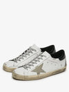 Men's Black Heel Tab Metal Stud Lettering Superstar Low Top Sneakers White - GOLDEN GOOSE - BALAAN 4