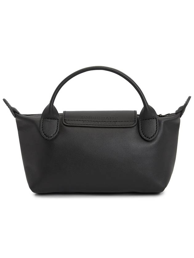 Le Pliage Logo Leather Tote Bag Black - LONGCHAMP - BALAAN 4