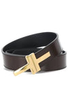 T Buckle Leather Belt 30MM Dark Brown· - TOM FORD - BALAAN 2