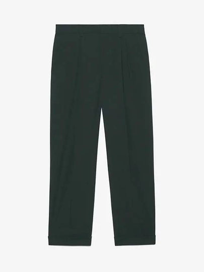 Pin Tuck Tailored Fit Tapered Wool Straight Pants Green - AMI - BALAAN 2