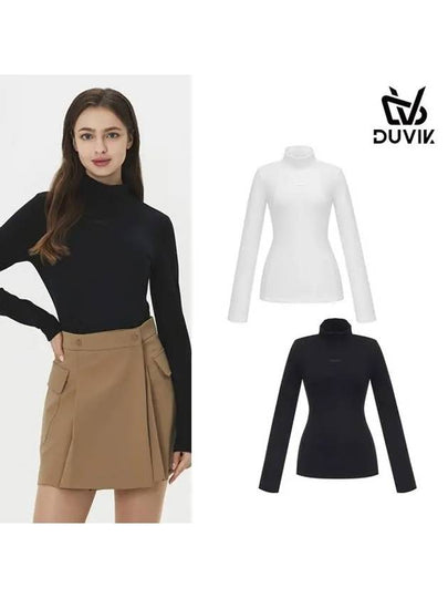 Women s three dimensional pattern double sided brushed long sleeved T shirt DE4WTS181BK - DUVIK - BALAAN 2