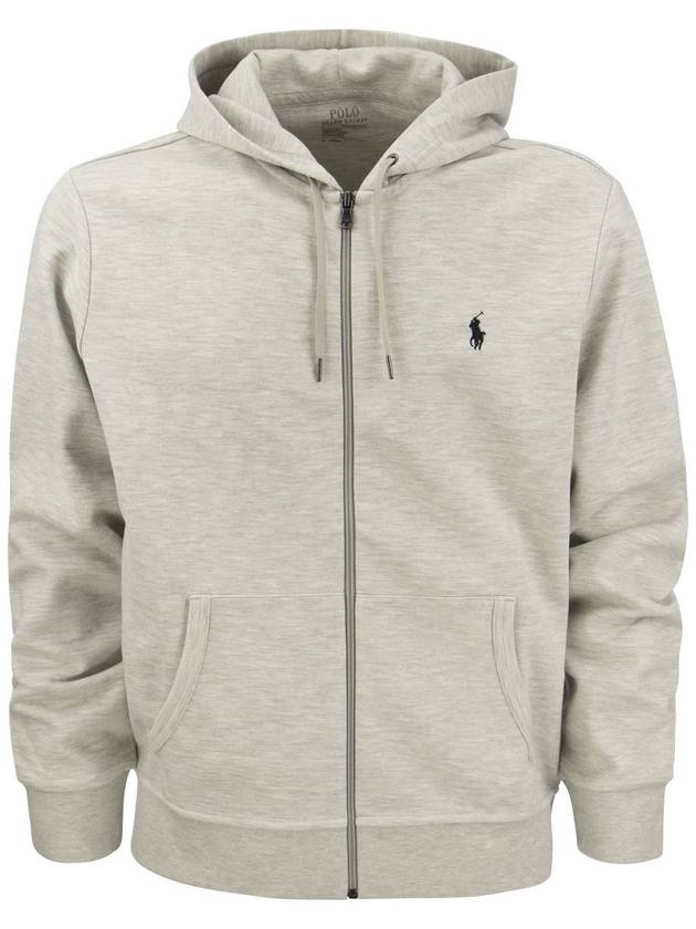 Embroidered Logo Zip Up Hoodie Grey - POLO RALPH LAUREN - BALAAN 2