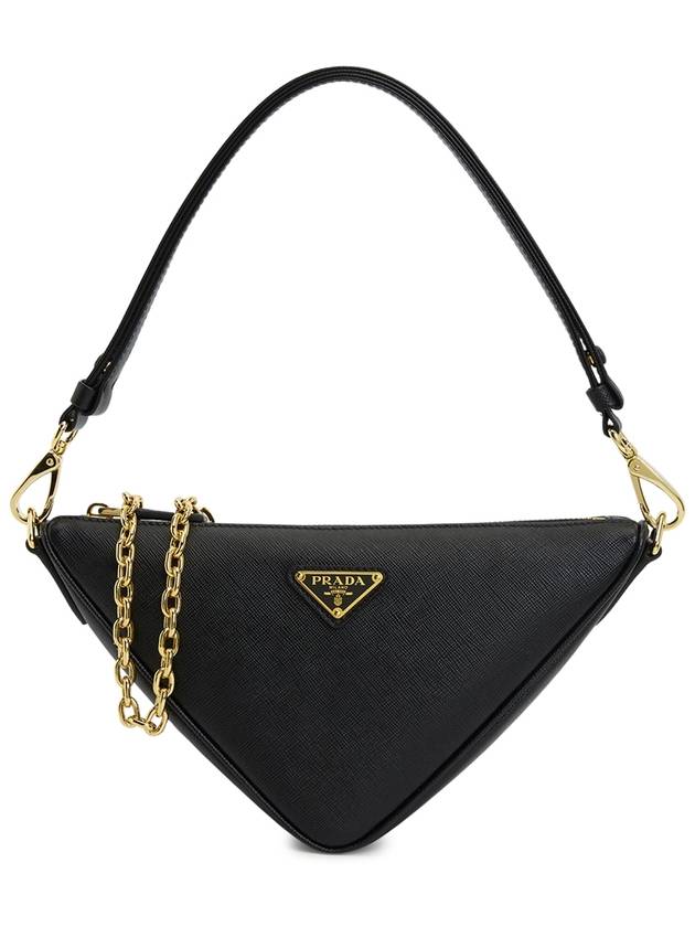 Triangle Saffiano Leather Shoulder Bag Black - PRADA - BALAAN 2