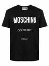 Logo Print Crew Neck Cotton Short Sleeve T-Shirt Black - MOSCHINO - BALAAN 1