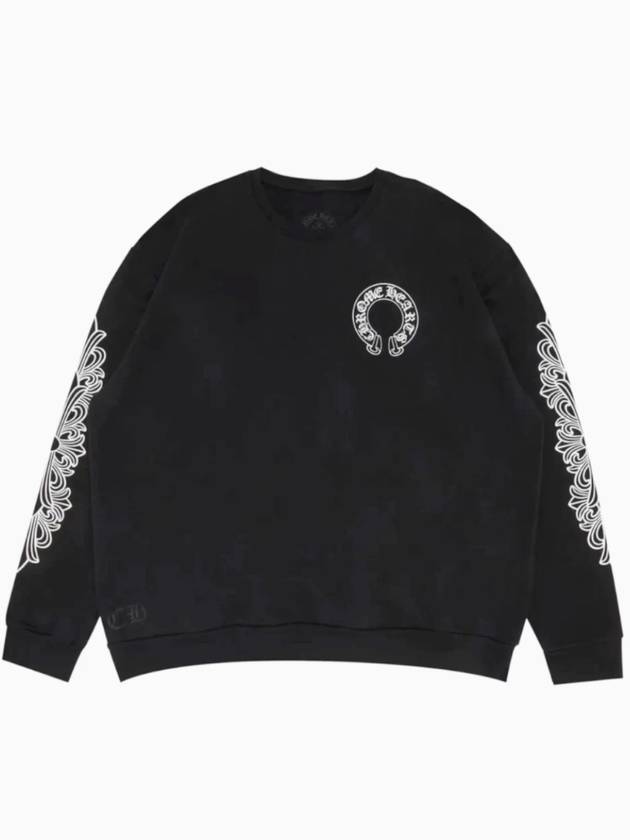 Sweatshirt Horseshoe Logo Black Large L - CHROME HEARTS - BALAAN 2