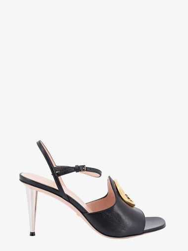 Leather Sandal Heels Black - GUCCI - BALAAN 1