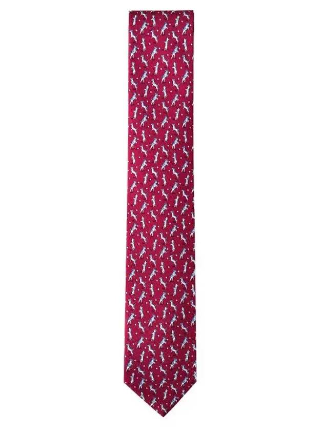 Cat Print Silk Neck Tie Rose - SALVATORE FERRAGAMO - BALAAN 3