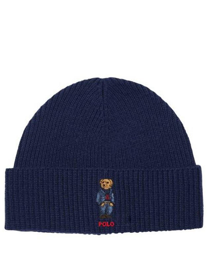 Bear Rib Knit Beanie Navy - POLO RALPH LAUREN - BALAAN 2