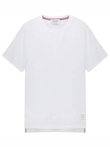 Relaxed fit side slit medium weight short sleeve tee - THOM BROWNE - BALAAN 1