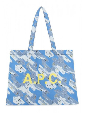 Graphic Logo Print Tote Bag Blue - A.P.C. - BALAAN.