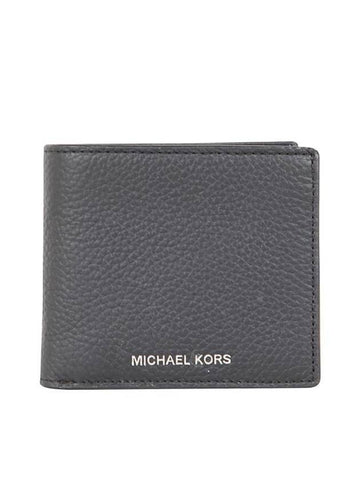 Men's Hudson Pebbled Leather Slim Half Wallet Black - MICHAEL KORS - BALAAN 1