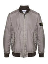 Men's Wappen Patch Zip-Up Bomber Jacket Grey Brown - STONE ISLAND - BALAAN 2