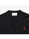 Red Heart Logo Merino Wool Cardigan Black - AMI - BALAAN 4