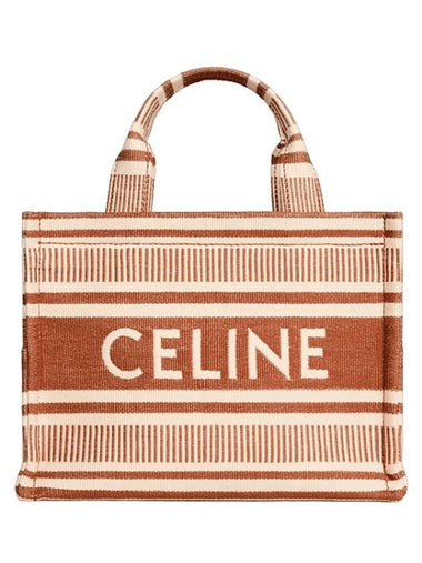 Small Cabas Thais Stripe Tote Bag Sienna - CELINE - BALAAN 1