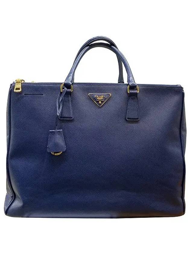 BN1802 SAFFIANO Lux Navy Gold Logo Tote Bag - PRADA - BALAAN 1