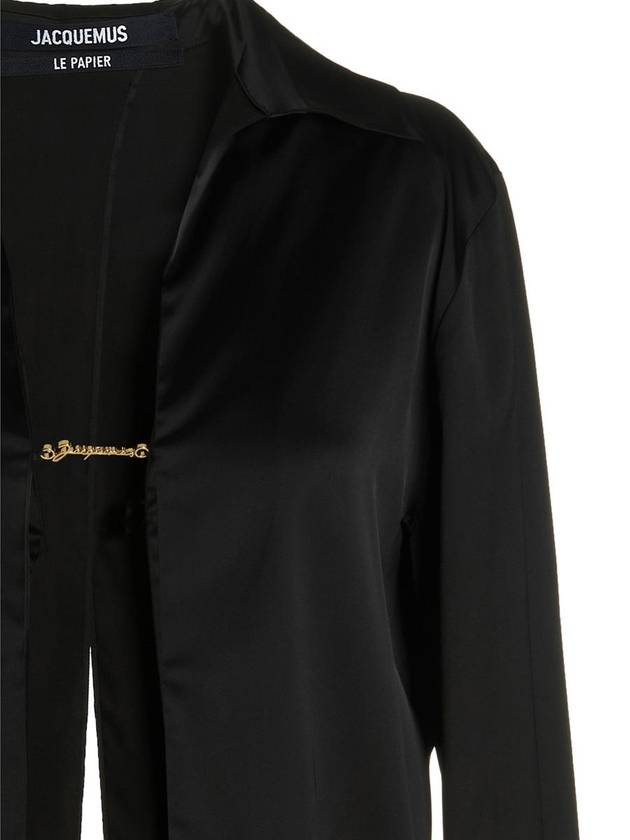 La Chemise Notte Open Charm Logo Shirt Black - JACQUEMUS - BALAAN 4