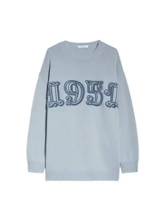 Logo Wool Knit Top Light Blue - MAX MARA - BALAAN 2