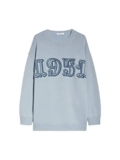 Logo Wool Knit Top Light Blue - MAX MARA - BALAAN 2