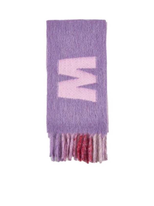 Logo Wool Mohair Blend Fringe Muffler Purple - MARNI - BALAAN 2