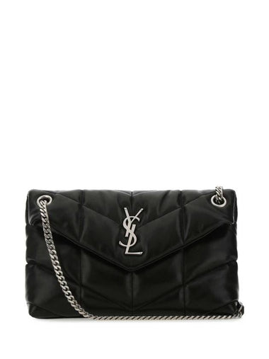 Puffer Quilted Lambskin Small Chain Shoulder Bag Black - SAINT LAURENT - BALAAN 1