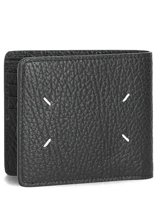 Stitched Leather Bifold Half Wallet Black - MAISON MARGIELA - BALAAN 2