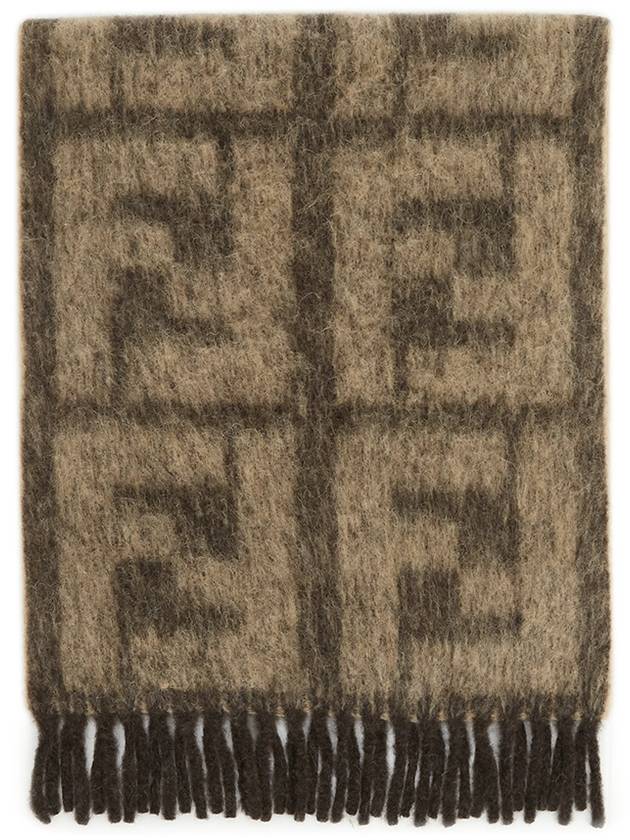 All-Over FF Motif Print Wool Scarf Beige - FENDI - BALAAN 2