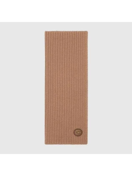 Patch Knit Wool Scarf Camel 7734263GB029800 - GUCCI - BALAAN 1