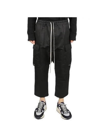 Drawstring Cropped Cargo Cotton Straight Pants Black - RICK OWENS - BALAAN 2