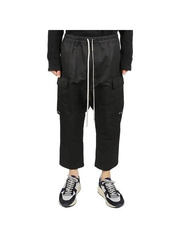 Drawstring Cropped Cargo Cotton Straight Pants Black - RICK OWENS - BALAAN 1