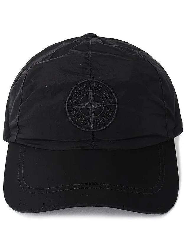 Wrinkle Nylon Metal 6 Panel Ball Cap Black - STONE ISLAND - BALAAN.