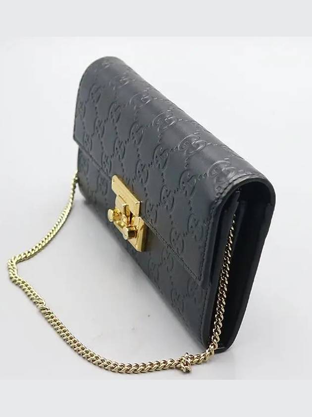 453506 Black Cima Leather Fedlock Long Wallet and Chain Shoulder Bag - GUCCI - BALAAN 3