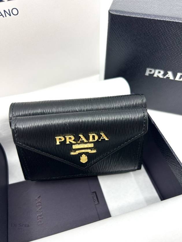 Vitello Move Logo 3-fold Bifold Wallet Black - PRADA - BALAAN 3