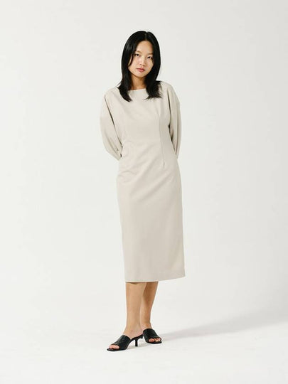 Square Neck Quarter Sleeve Midi Dress Cream - LE SOLEIL MATINEE - BALAAN 2