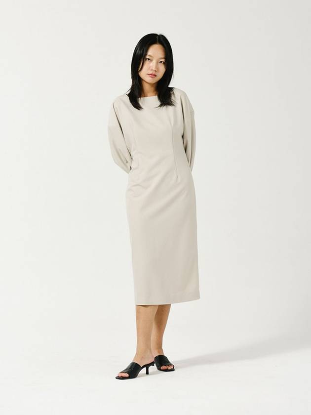 Square Neck Quarter Sleeve Midi Dress Cream - LE SOLEIL MATINEE - BALAAN 2