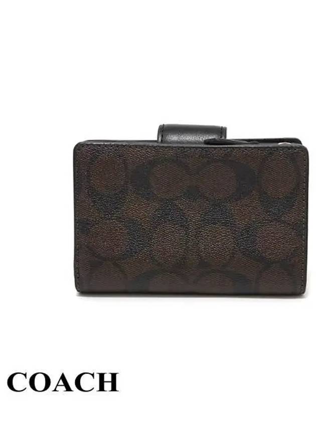 Signature Corner Zipper Medium Half Wallet Brown - COACH - BALAAN 5