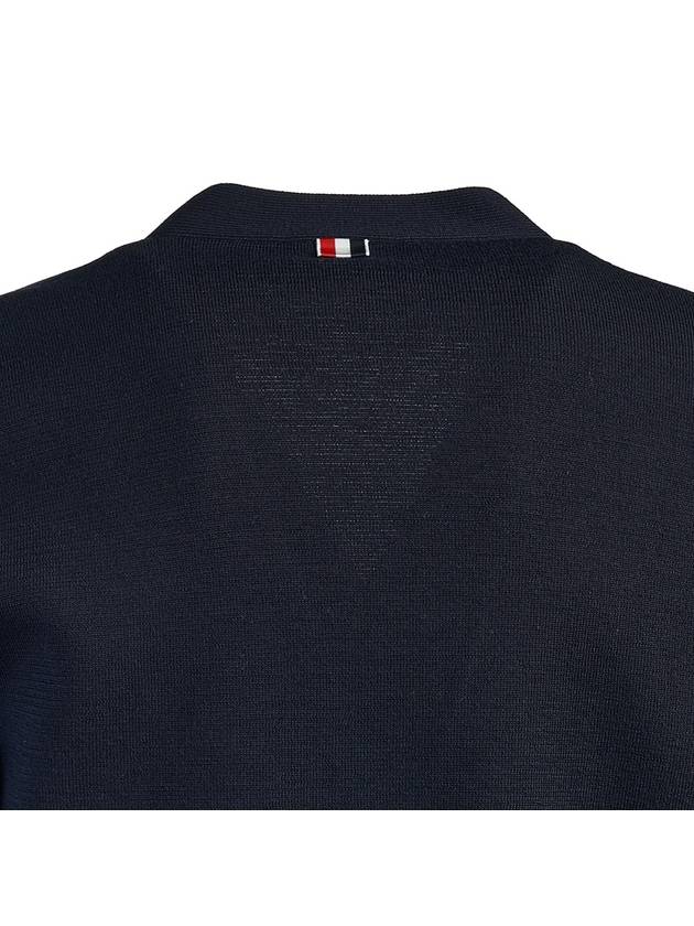 4-Bar V Neck Wool Cardigan Navy - THOM BROWNE - BALAAN 7