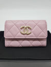 Season CC logo snap zipper card wallet caviar pink AP4093 - CHANEL - BALAAN 2